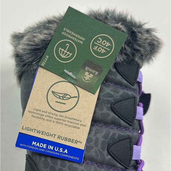 Kamik Snow Gyspy 3 Toddler Purple Gray Animal Print Waterproof Winter Snow Boots - Picture 9 of 11